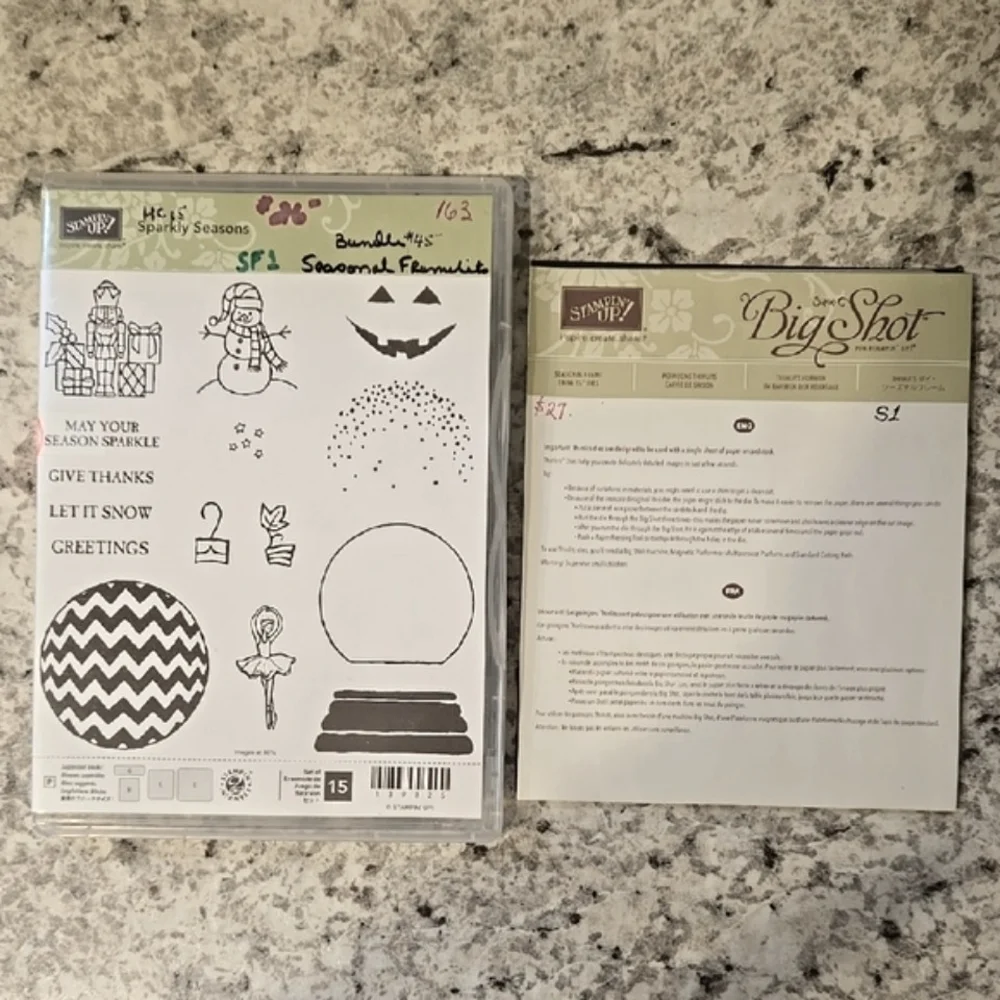Stampin' Up! Sparkly Seasons Stamp Set & Seasonal Frame Thinlits Dies Bundle